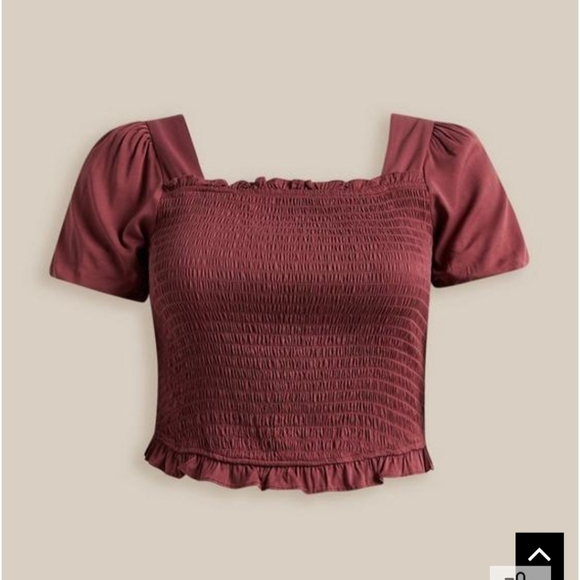 torrid Tops - Torrid Stretch Challis Smocked Puff Sleeve Crop Top Size 5 (5X)